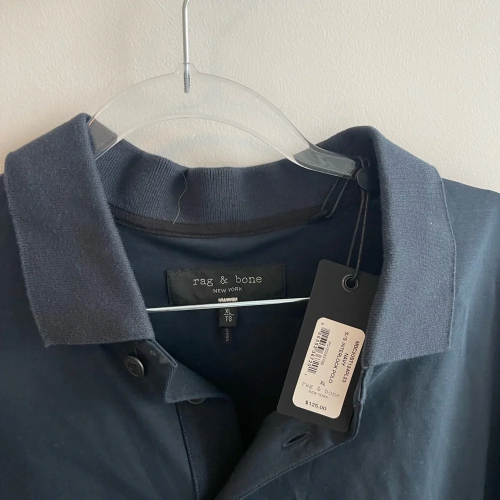 Rag & Bone Navy Polo Shirt - Picture 2 of 6
